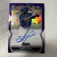 Ronny Simon 2023 Bowman Chrome Prospect Auto Purple Refractor /250 #CPA-RS Rays