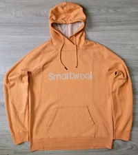Smartwool Hoodie Men's L Orange Merino Cotton Logo Pullover Sweatshirt