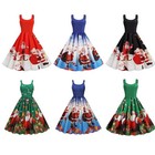 Women Christmas Swing Skater A-Line Dress Xmas Party Dresses Plus Size Festival