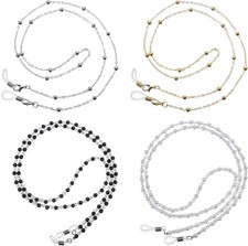 4 Pcs Women's Eyeglass Chains, Metal Bead Glasses Strap Eyeglasses Holders...