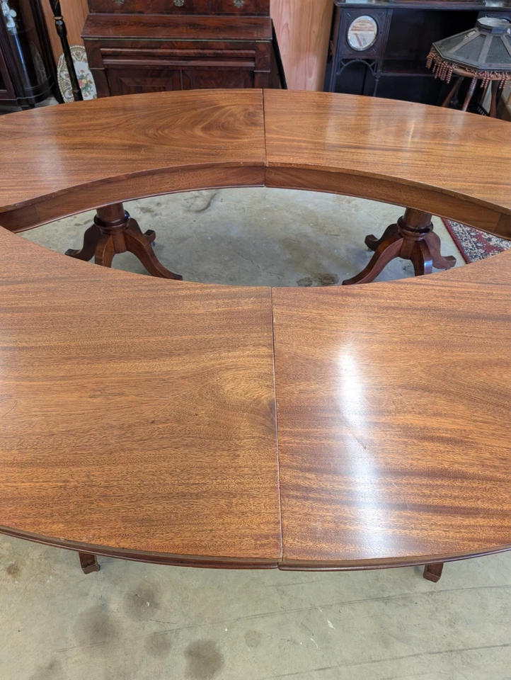 Mesa de Conferência Vintage em Mogno "The Eye" 4 Pedestal Madeira Sólida - Imagem 3 de 4