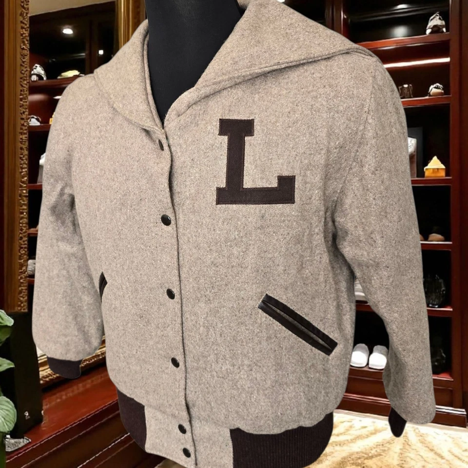 Chaqueta Letterman Vintage Años 60 Talla Grande Cuello Marinero Sin Signos de Uso Foto 4 de 4