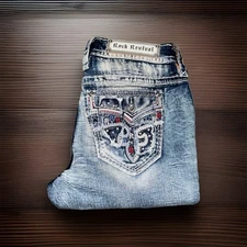 Rock Revival Jeans Women's 29 Rosewood CJ210 Mid Rise Straight Distressed NWOT