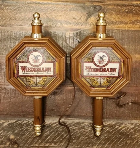 Vintage Wiedemann Beer Coach Lamp Light Lights Sconce Lighted Sign