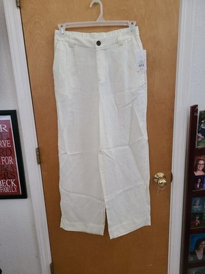 A New Day Women's Size 8 NEW Linen-Look/Feel Ivory White Pants, Lyocell/Viscose