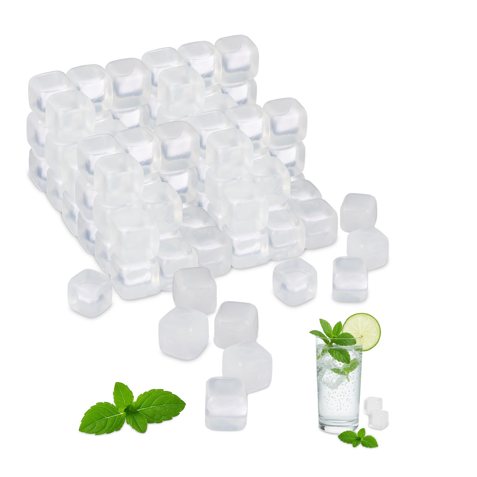 Relaxdays Reusable Ice Cubes Pack of 24 Cubetti XXL da Ghiaccio (s8T)