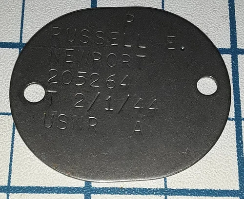 Orig WW2 Named DOG TAG 1944 WWII Vintage Badge Dogtag US Navy Reserve Military