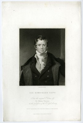 Antiker Druck - PORTRAIT - HUMPHREY DAVY - Lawrence - Scriven - ca. 1840
