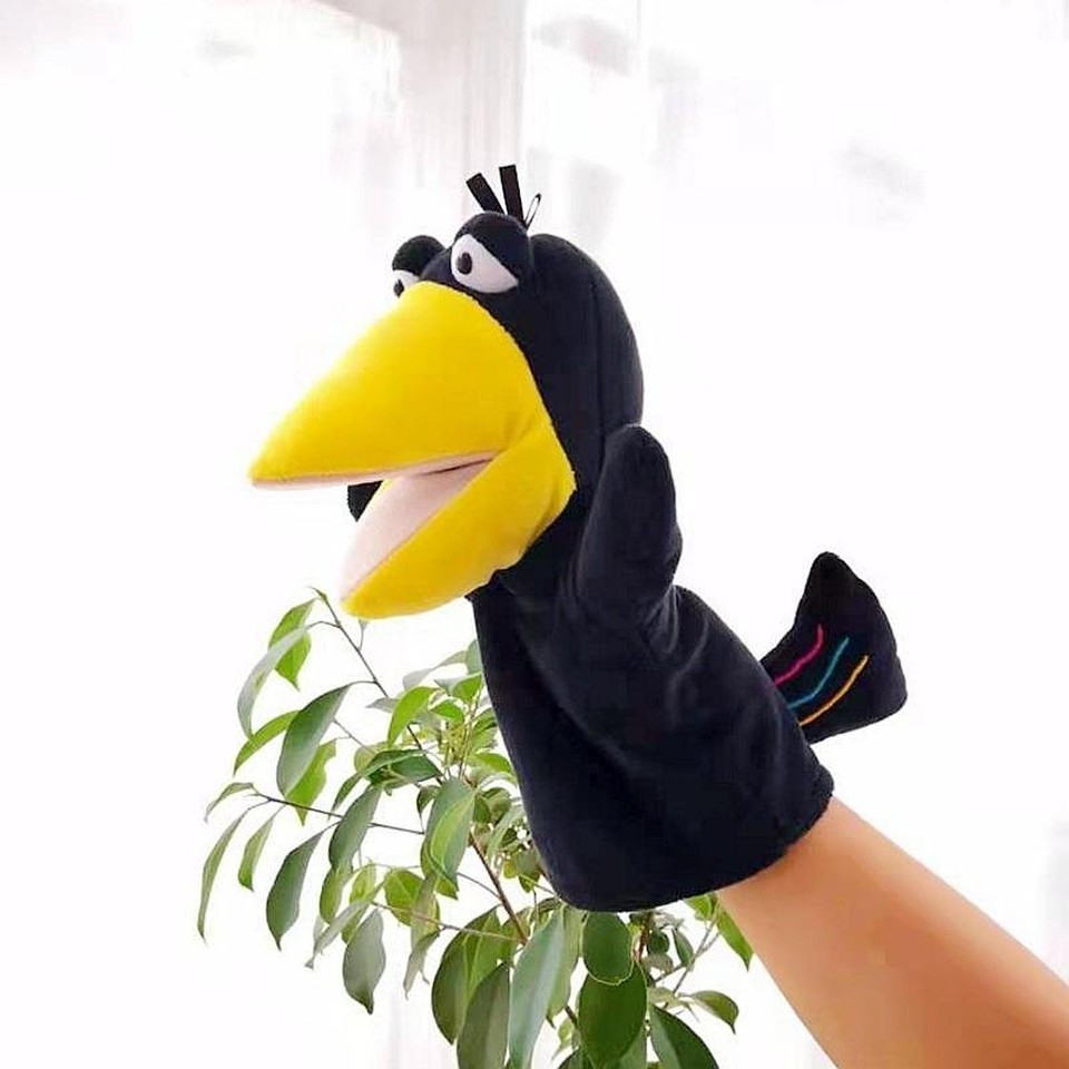 2x Animal Hand Puppets Animal Plush Toys with Movable Open Mouths Hand ...