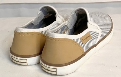 Tommy Bahama Gray Stripe Canvas Slip On Shoes Size 9.5M EC! | eBay