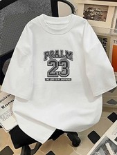 Christian Psalm 23 T-Shirt Faith Bible Verse Graphic Tee Casual Cotton Shirt