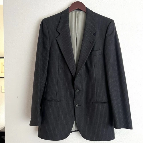Blazer cappotto sportivo vintage Valentino uomo lana pesante gessato taglia 38 grigio scuro