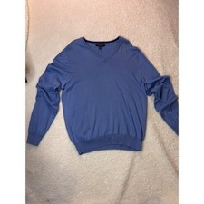 Brooks Brothers Mens Blue 100 Supima Cotton V-Neck Sweater Size L