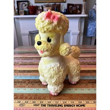 Sun Rubber Company Squeaky Poodle Dog Toy Swivel Head Yellow Vintage 1963