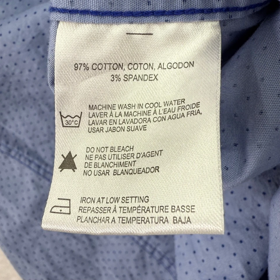 Report Collection Shirt Mens Large Blue Polka Dot Modern Fit Performance Stretch - Image 4 of 4