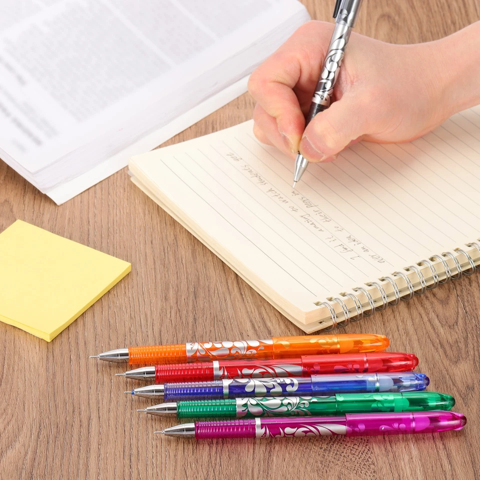 Paquete de 8 bolígrafos de gel borrables de 0,5 mm con 20 recargas y 2 gomas de borrar, púrpura Foto 4 de 4