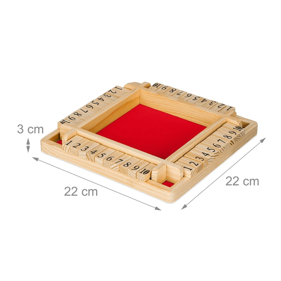 Shut the box spiel Klappenspiel Holz-Würfelspiel Holzgesellschaftsspiel 390 g - Bild 4 von 4