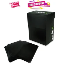 Stylish Black Card Holder with 100 Protectors – Ideal for TCG Games & Collectors