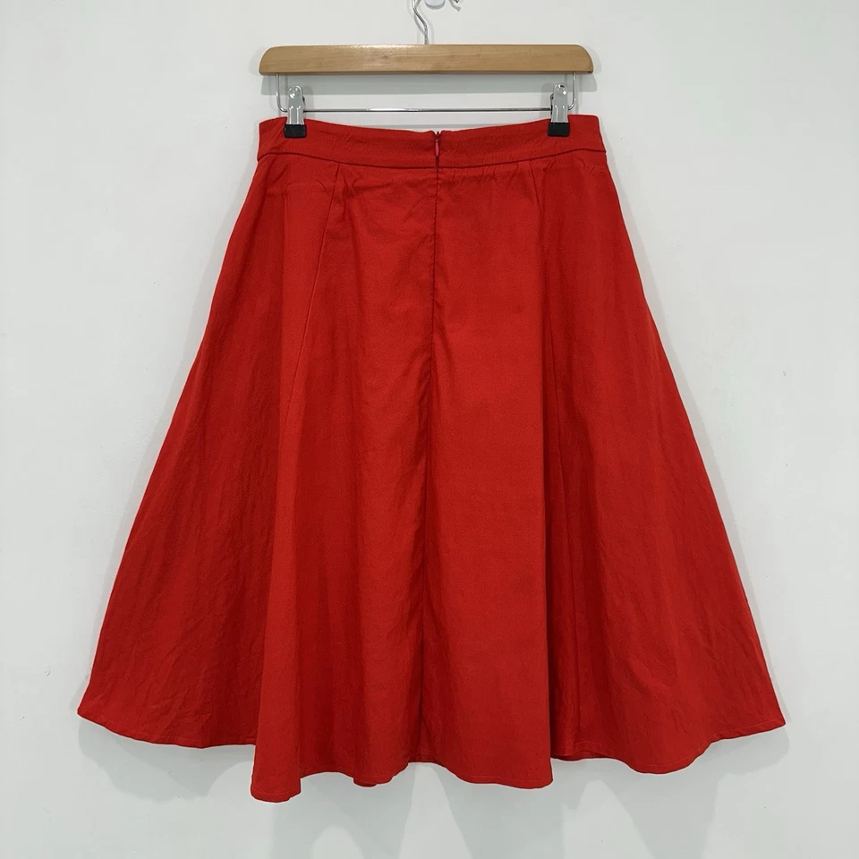 Falda Sourpuss Midi Mujer M (72 cm Cintura) Roja Acampanada Elastizada Retro Mezcla Rayón Foto 2 de 4
