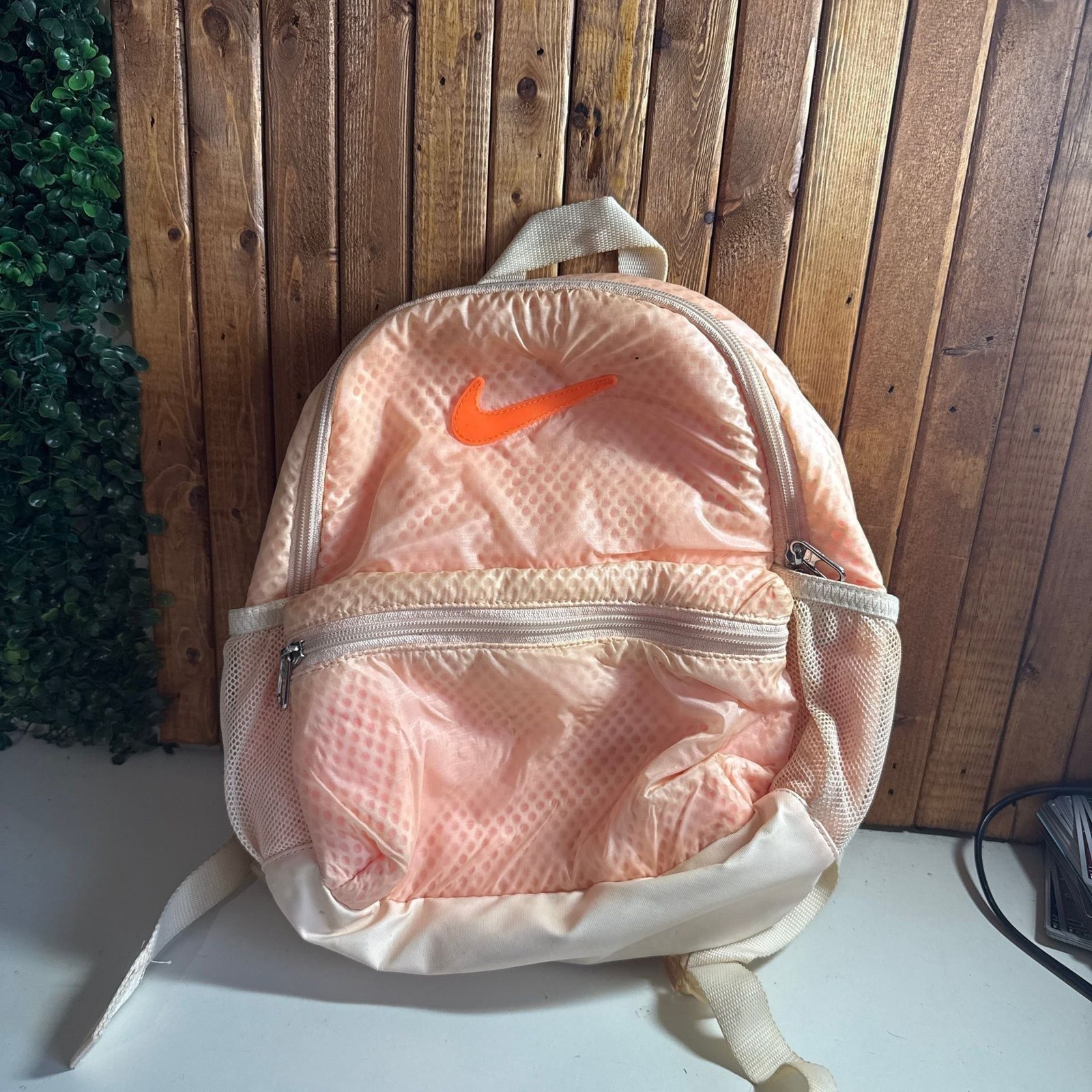 Nike Kids Girl's Brasilia Just Do It JDI Mini Air3 Pink/White Backpack Sample