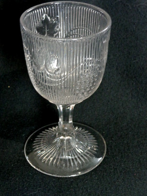EAPG Pattern Glass Boston & Sandwich Flint Ribbed Grape Water Goblet