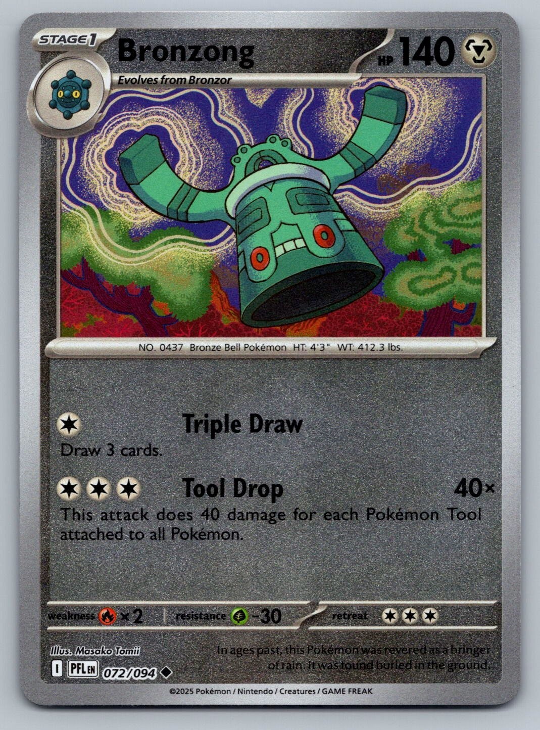 072/094 Bronzong - Phantasmal Flames - Reverse Holo NM Pokemon