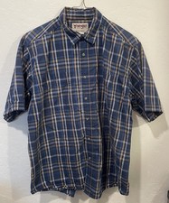 Wrangler Rugged Wear Men s Shirt XL Blue Plaid Short Sleeve Wrinkle Resistant
