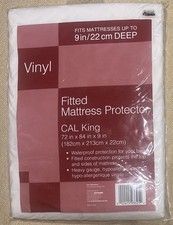 California King Waterproof Vinyl Fitted Mattress Protector Hypoallergenic NOS