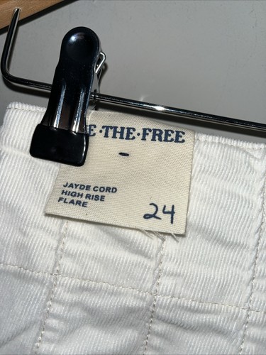 Free People Jayde Cord Jeans Pants High Rise Flare Leg White Size W24 L32 BNWT - Picture 13 of 15