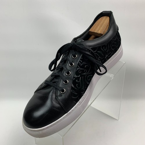 Robert Graham Köder Turnschuhe geprägt schwarz Leder runde Zehenpartie Schnürung Größe 11 - Bild 4 von 11