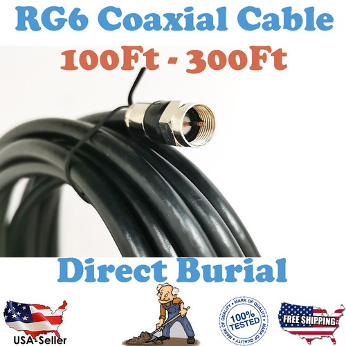  Cable coaxial coaxial para exteriores RG6 antena de video satelital digital 100 pies-300 pies - Imagen 1 de 5
