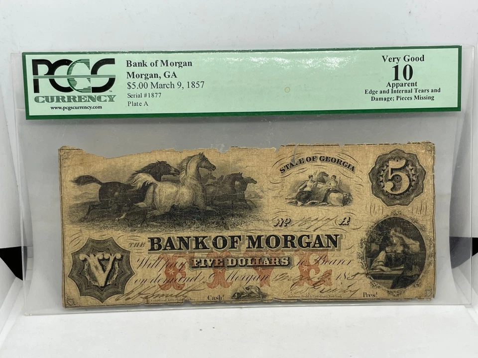 Bank Of Morgan, Georgia $5 March 9 1857 PCGS VG10 Apparent - Image 2 of 4