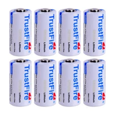 8pcs TrustFire CR123A 123A 85177 Lithium Battery 1400mAh 3.0V Batteries EXP 2035
