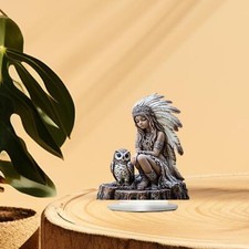 Sign de hibou de fille indienne, armoire de vacances, ornement plat en