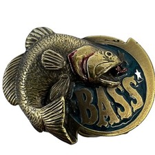 VTG 1981 LARGE MOUTH BASS FISHING BRASSTONE BELT BUCKLE SERIAL 531 USA MADE