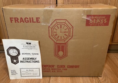 NEW Rare Vintage Emperor School-House Regulator Wall Chime Clock 8-Day 141M