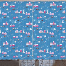 Weihnachten Rustikale Gardine Cartoonish Noel Landschaft