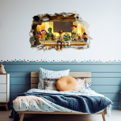 3D Smashed Wandbild Toy Story Buzz Woody Wandaufkleber Zimmer Gaming Wandbild