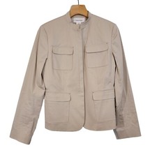 Calvin Klein Blazer Classic Career Jacket Lined Pockets Beige Womens Size 4