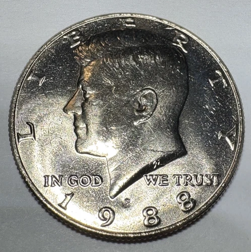 1988-P Kennedy 50cent Half Dollar Coin Uncirculated BU from Mint Set.