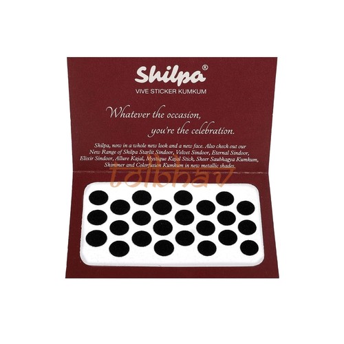 Shilpa Vive Sticker Kumkum Bindi Tattoos Size 2, 2.5, 3, 4, 5, 6, 7, 8 Black New - Picture 30 of 43