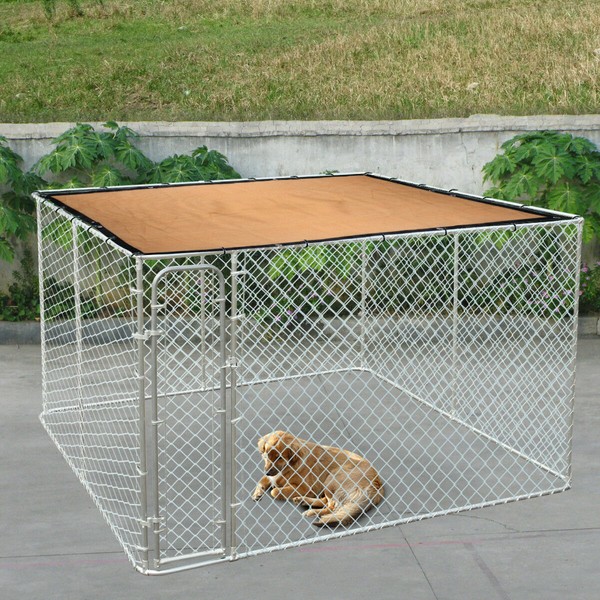 10'x10' Outdoor Large Dog Kennel Pet Cage Run House Fence Pen w/ Beige