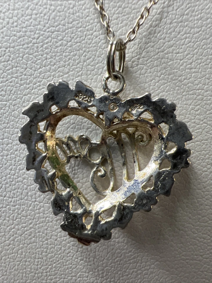 Collar corazón colgante de mamá de plata de ley 925 Jezlaine Foto 3 de 4