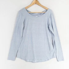 Athleta Twist Back Flexlight Long Sleeve Tee Women Sz Medium Heather Blue Active