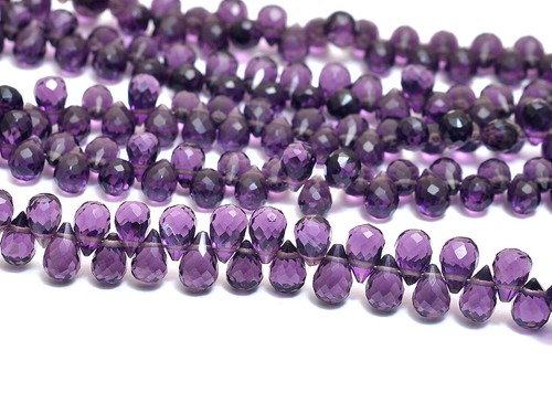 AAA+ Amethyst Hydro Color Quartz Faceted Teardrop Briolette 7x5mm, 7inch Strand - Picture 2 of 4