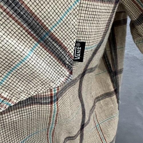 Vans Plaid Light Brown Short Sleeve Button Up Down Shirt Mens Size Medium - Picture 5 of 12