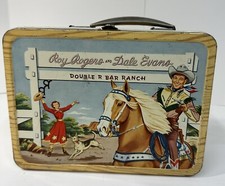 VINTAGE ROY ROGERS AND DALE EVANS DOUBLE R METAL LUNCHBOX 1950'S,