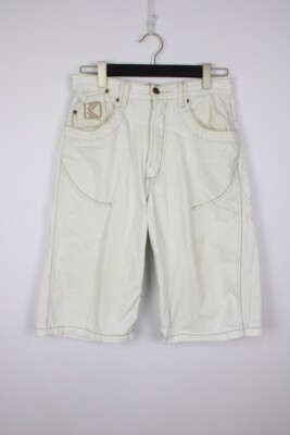 KARL KANI Hip Hop Denim Embroidered Y2K Bermuda Shorts Sz S/M / W29 Zip Fly