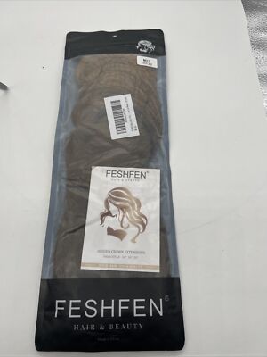 Feshfen Hair Extensions, Light Brown Halo Style 18 inches M01 10T22 Hidden Crown