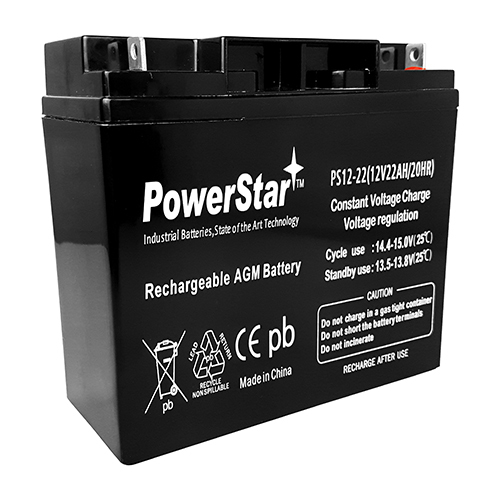 12V 22AH Sealed Lead Acid (SLA) Battery - T3 Terminals - for ZB-12-20